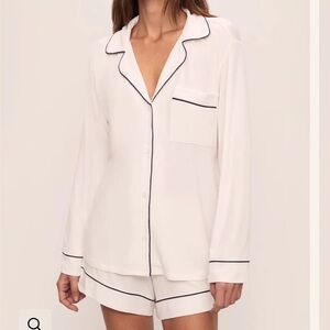 Eberjey Pajama Set in Pure Ivory/Navy
